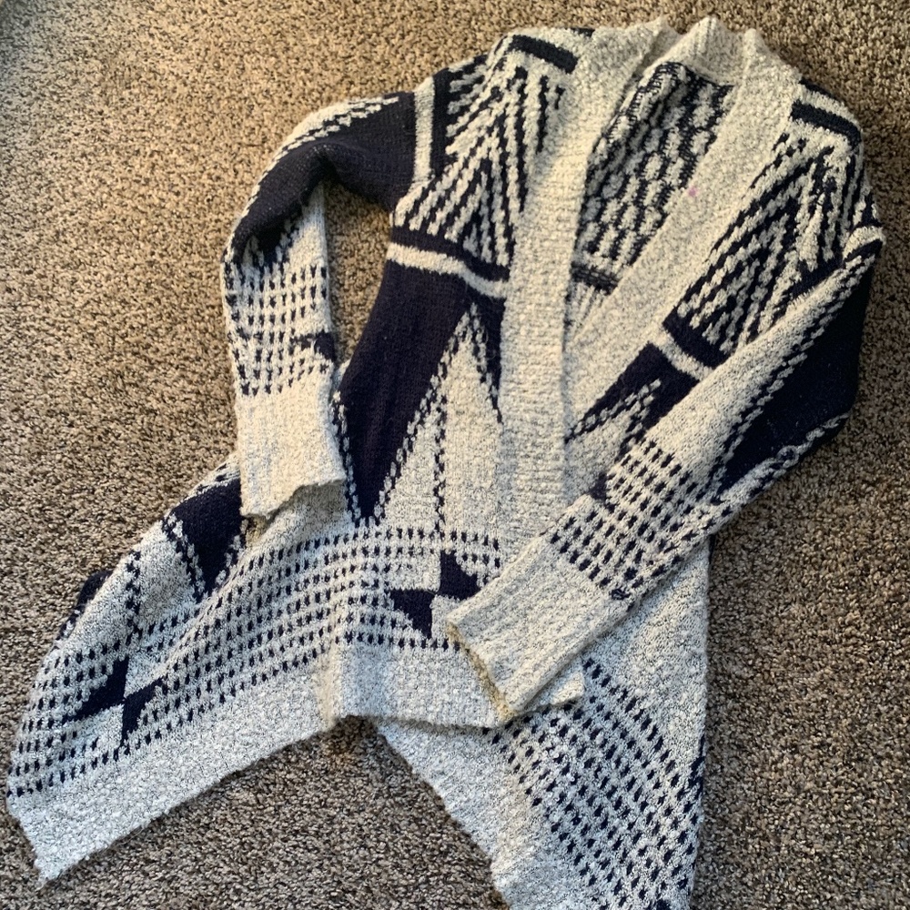 Patterned Navy/Grey Cardigan